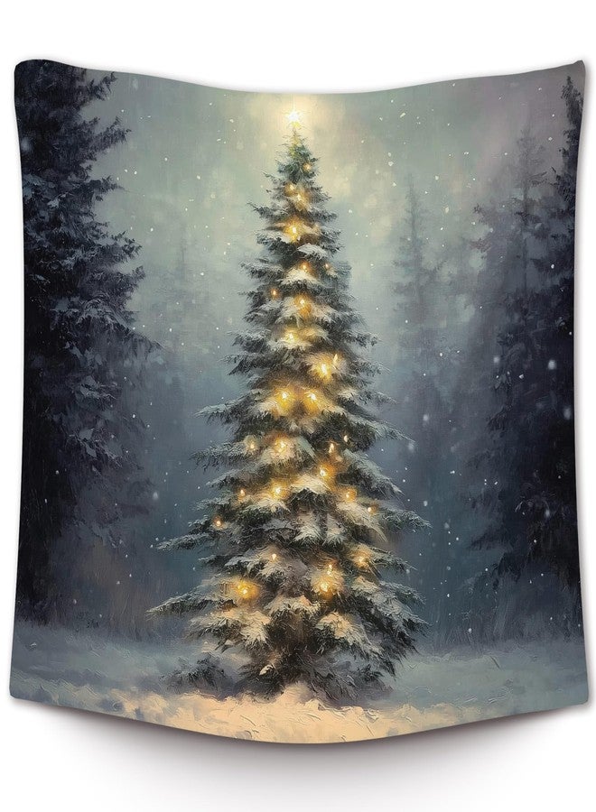 XLDLIOO Winter Christmas Tree Wall Tapestry, Moody Winter Xmas Wall Tapestry Hanging for Bedroom, Country Farmhouse Christmas Tree Holiday Tapestries Decor Art for Home Living Room 50x60in - Image 1